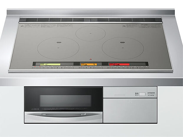 【IHクッキングヒーター】熱伝導を使うコンロです。ガス式コンロとは異なり熱伝導率が良いため加熱スピードが早く、エネルギーロスも少ないです。またお手入れが簡単でなのも魅力です！