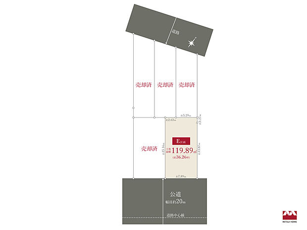 南道路のため陽当たり良好。前面道路との間には、歩道がございます。