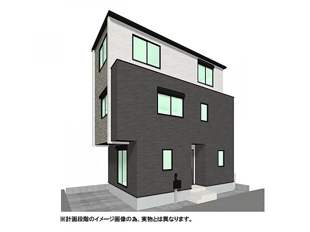 【外観イメージパース】会話をしながら料理が楽しめる対面キッチンや、上下階に行くのにLDKを通るリビングイン階段など自然とコミュニケーションが増えるプラン♪