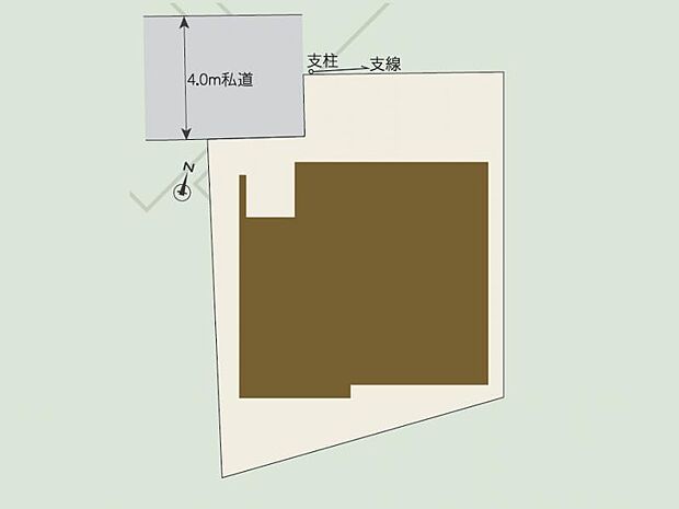 4.0ｍ私道に面したプライベート感ある敷地。周囲の視線が気になりにくく、落ち着いた住環境です。