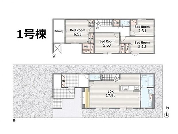 17.9帖LDKに会話弾む対面キッチンを採用!全居室収納&WICを備えた使い勝手の良い4LDKです。