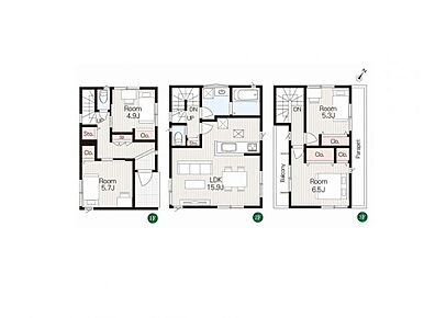 通りからの視線が届きにくい2階にバスルームや洗面室を配置。両面道路による通風を活かしつつ、プライバシーの守られた清潔感あふれる空間で、上質なリラックスタイムを過ごせます♪ 