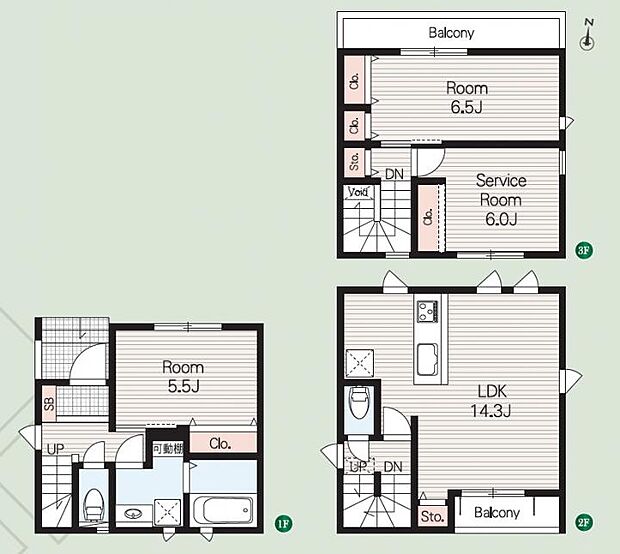【2SLDK】実質3部屋として使える機能的なレイアウト。居室仕様の納戸＋全室収納で、スッキリ広く暮らせます。2階リビング×2面採光で開放感たっぷり！プライバシーを守りながら光を取り込む設計。