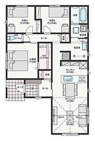 太陽光発電システム搭載の平屋の住まい。勾配天井が気持ちの良い陽だまりのＬＤＫ 