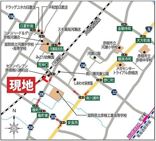 JR川瀬駅から徒歩約7分。教育施設が充実していて公園も近く、子育て世代にぴったりな分譲地です。