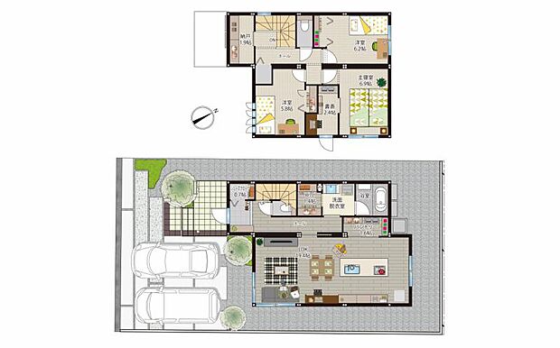 【1-10号地　間取り】収納充実＆使いやすい家事動線！3LDK+納戸の快適プランです。