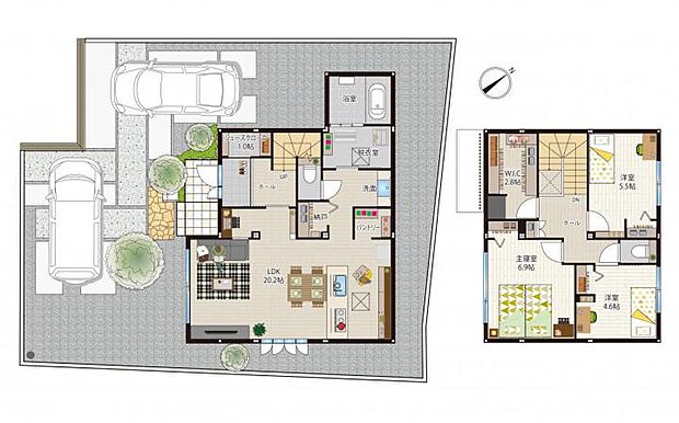 【3ＬＤＫ】ユナイテッドハイムパーク草津駒井沢8-3号地分譲住宅間取り