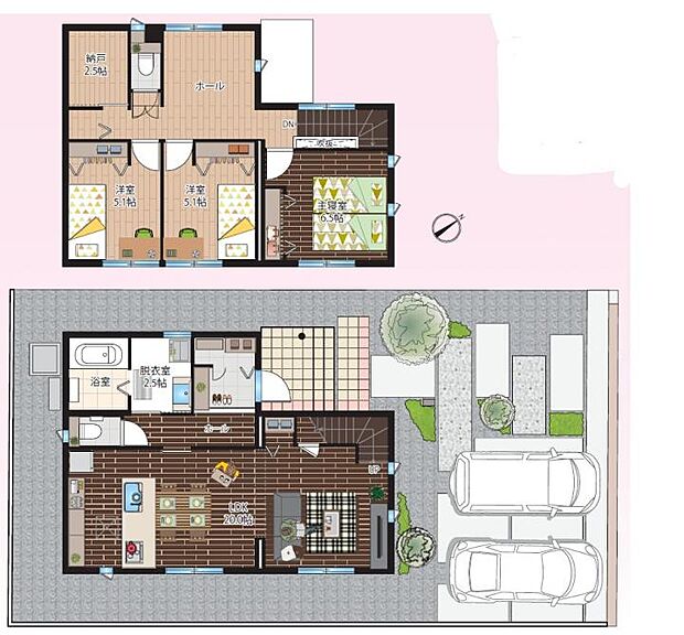 【3LDK】収納充実＆使いやすい家事動線！3LDK+納戸の快適プランです。
