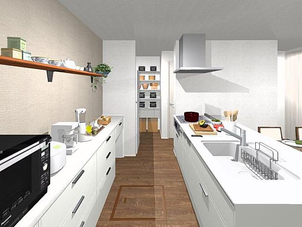 【【3-8号地　ダイニング】】【3-8号地　ダイニング】キッチン上には間接照明を造作。お客様を招きたくなる内装です。※イメージです。