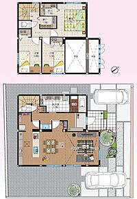 【3-8号地　間取り】収納充実＆使いやすい家事動線！3LDK+吹き抜けがあるプランです。 