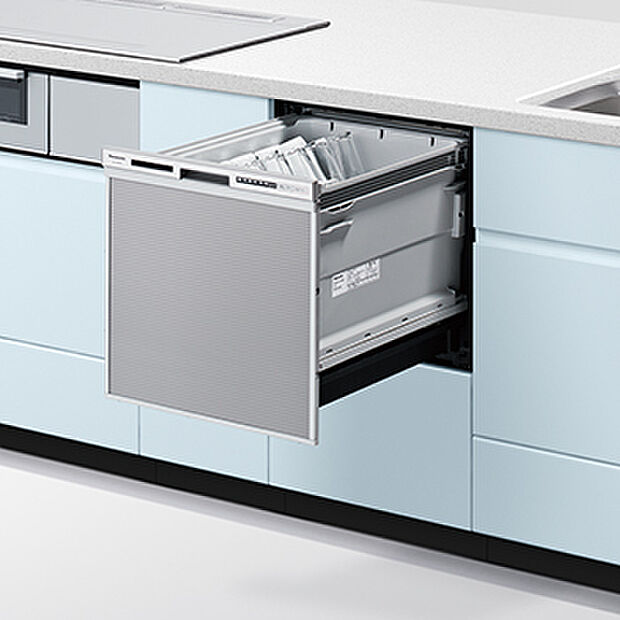 【食洗機】キッチンがすっきりと見えるビルトイン食器洗い乾燥機は、使う水量が手洗いに比べて少量のため、節水ができ、ランニングコストがお得になります。