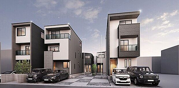 【完成予想図】埼玉高速線線「南鳩ヶ谷」駅から徒歩圏内という立地。落ち着きのある優しい色合いが街並みに調和しています。