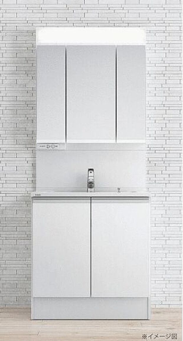 【シンク】浄水器一体型水栓付のシステムキッチン。シンクは溝の無い一体形状のため、お手入れカンタンでいつもキレイな状態を保てます。