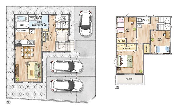 NO.３　キッチンパントリーを設けた片付け上手になれる住まい。便利な家事動線も魅力です。