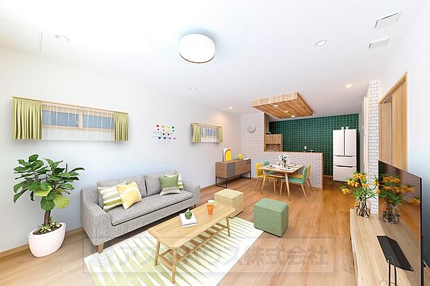 (1号地)教育施設やお買い物施設が周辺に充実したエリアです♪※実際の室内写真にCGで家具等を配置しております。