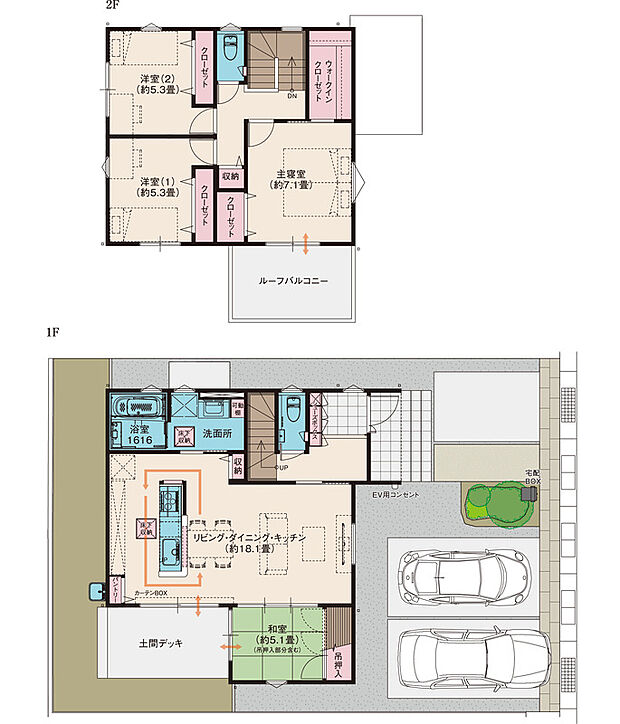 【4LDK】●掲載の間取り図は計画段階の図面を基に描き起こしたもので実際とは多少異なります。
●施工等の関係で変更になる場合があります。詳しくは施工図などでご確認ください。
●外構の石やタイルなどは、おおよその施工範囲を示したものです。