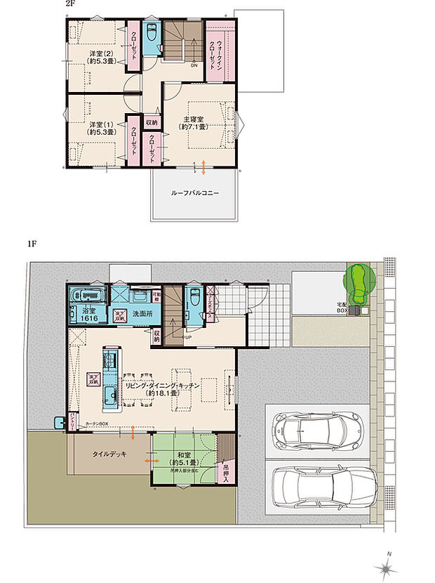 【4LDK】●掲載の間取り図は計画段階の図面を基に描き起こしたもので実際とは多少異なります。
●施工等の関係で変更になる場合があります。詳しくは施工図などでご確認ください。
●外構の石やタイルなどは、おおよその施工範囲を示したものです。