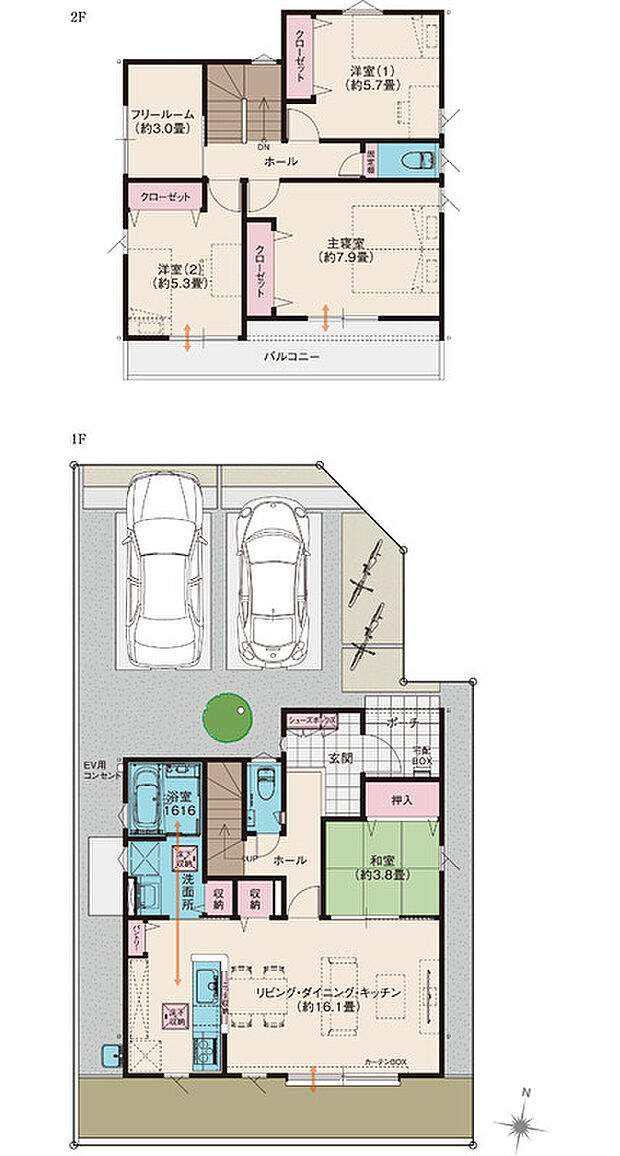 【 4LDK+FR】FR=フリールーム
●掲載の間取り図は計画段階の図面を基に描き起こしたもので実際とは多少異なります。
●施工等の関係で変更になる場合があります。詳しくは施工図等でご確認ください。
●外構の石やタイルなどは、おおよその施工範囲を示したものです。