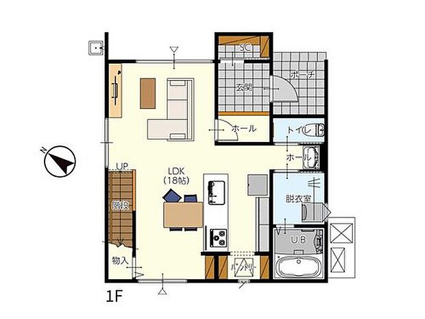 3654万円、3LDK、土地面積171.34m2、建物面積102.68m2 【１F間取り】