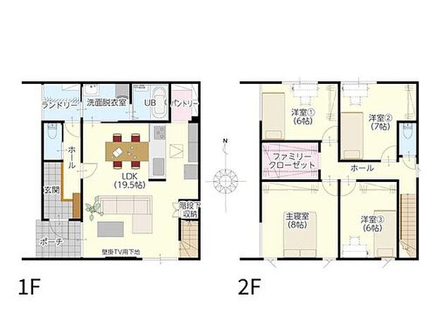（1号地）、価格3568万円、4LDK、土地面積208.04m2、建物面積115.93m2