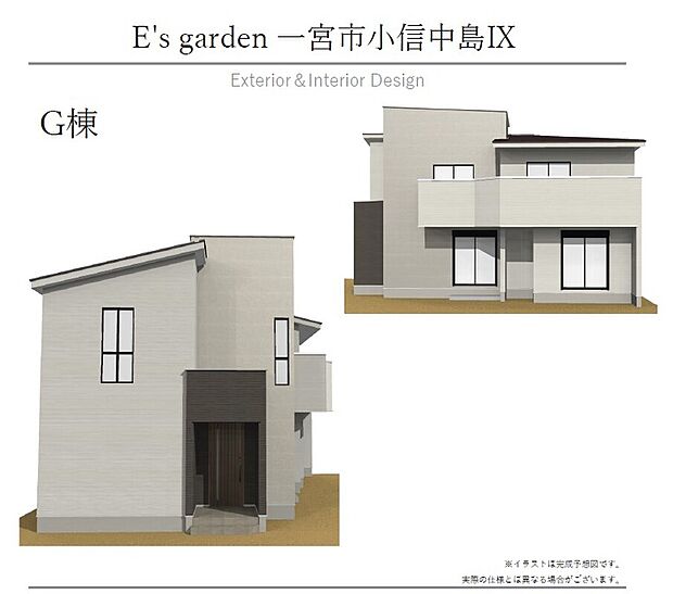 【【G棟　外観パース】】外壁のコントラストがスタイリッシュな印象の外観デザインです。随所に窓を配し、たっぷりの陽光と心地良い風が舞い込む住まいです。