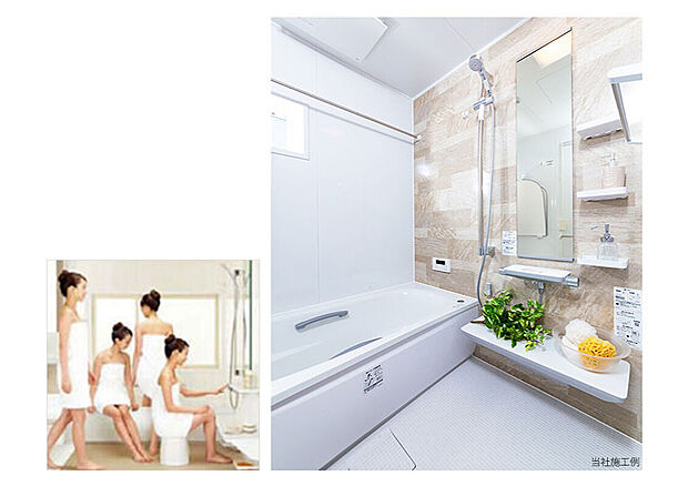 【浴室/TOTO バスルーム】家族みんなにやさしい
安心して使えるユニバーサルデザインの浴室
1.段差のない出入口
2.腰掛けスペース
3.つかみやすい浴槽のフチ
4.またぎやすい浴槽の高さ
5.立ち座りをサポートする手すり
6.洗面器置台カウンター
7.ハンドグリップ