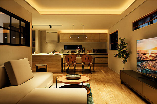 家族が集まる2階LDKは、陽当たり・風通し良好。ゆとりある空間が爽やかな光に包まれる心地よさ♪／1号地完成予想パース