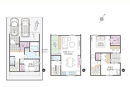 建物プラン例｜3LDK／建物面積106.03m2／建物価格2420万円
土地+建物プラン＝5180万円 