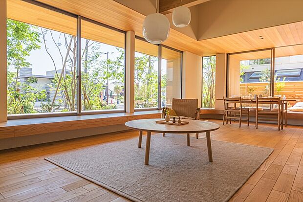 【【当社施工事例/リビング】】柔らかな温かみのある、北欧風のモデルハウス。