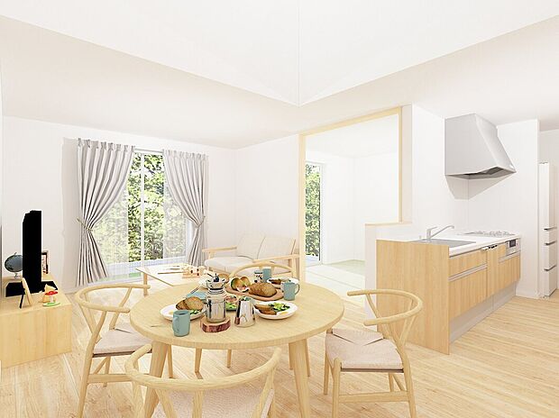 【ダイニング　イメージパース】陽当たりも良く明るいダイニング。