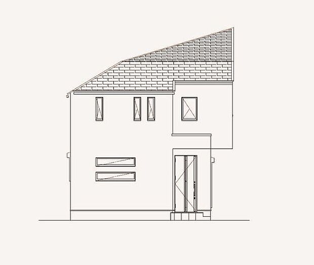 【西側立面図】~堂々と美しく~洗練された佇まいと魅力的な設計力が冴え渡る住まいです。空間の広がりや動線、採光にまでこだわり、快適さと機能性を両立。