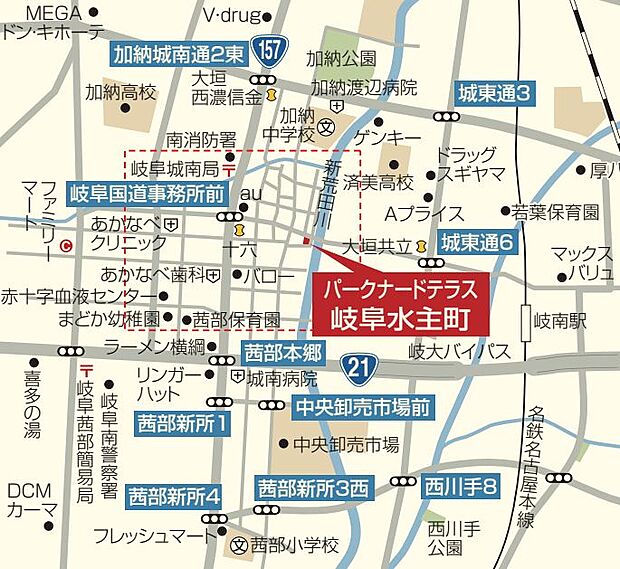 車でお越しの際の現地案内図