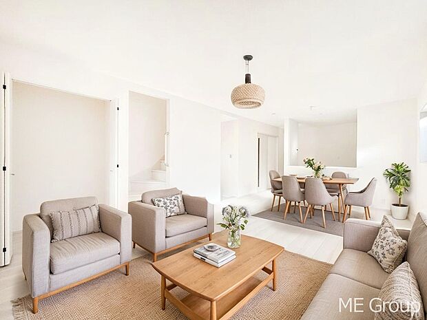 対面キッチン＆リビングイン階段を採用した家族の絆深まるＬＤＫ　※家具はCGです