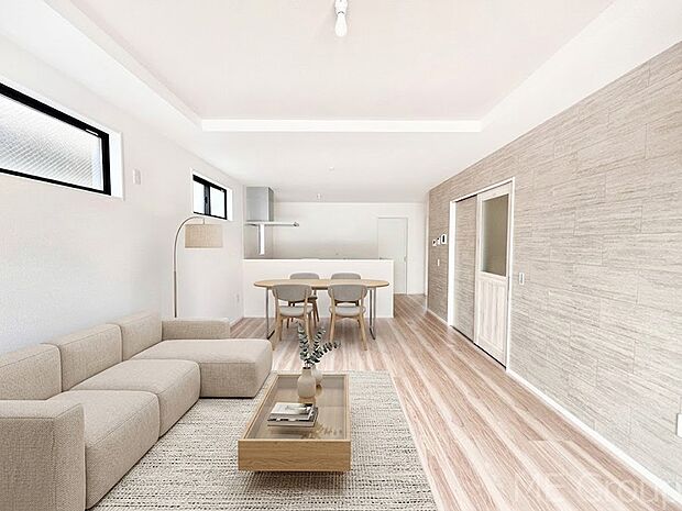 折上天井がＬＤＫに開放感をプラス！家族みんながゆったり寛げます　※家具はCGです