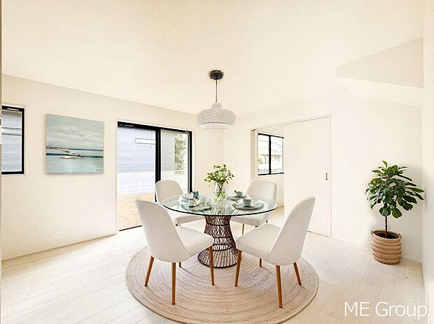 【リビング】ご家族の賑やかな話し声で包まれる明るいリビング  ※家具はCGです