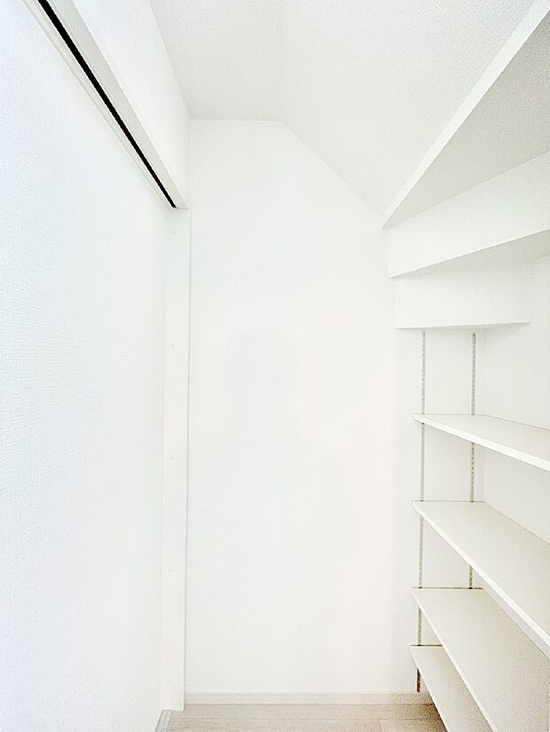 【その他設備(洗面室可動棚)】タオルや洗剤のストック置き場として重宝する洗面所収納。