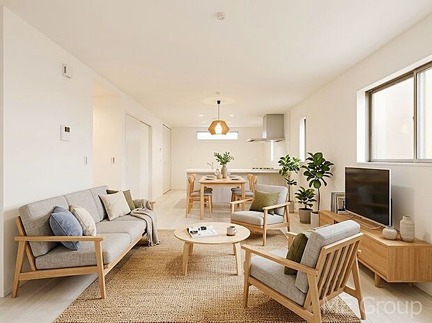 【リビング】ご家族の賑やかな話し声で包まれる明るいリビング  ※家具はCGです　