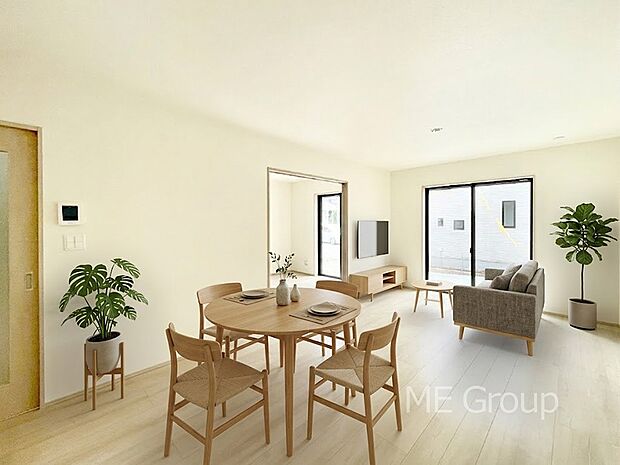 【リビング】ご家族の賑やかな話し声で包まれる明るいリビング  ※家具はCGです