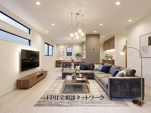 【LDK│19.5帖】 本画像はAIがCGで家具作成しており、実際の現地に家具は設置されておりません。また、販売価格に家具等は含まれておりません。