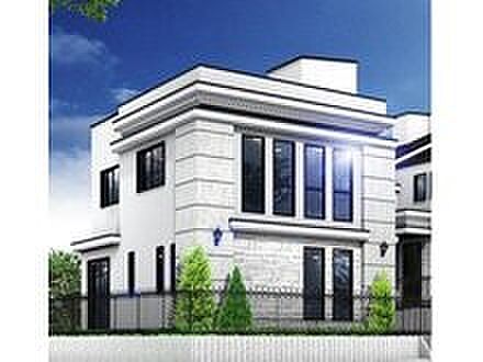 【外観】【建物プラン例　建物価格2100万円（税込み）、建物面積100m2】気品漂うクラシカルモダンな外観。重厚感のあるデザインが街並みに映え、邸宅のような存在感を放ちます。