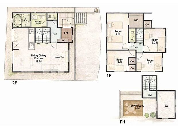 【間取図】建物プラン例4LDK、土地価格3180万円、土地面積104.79m2、建物価格2100万円（税込）、建物面積101.03m2
