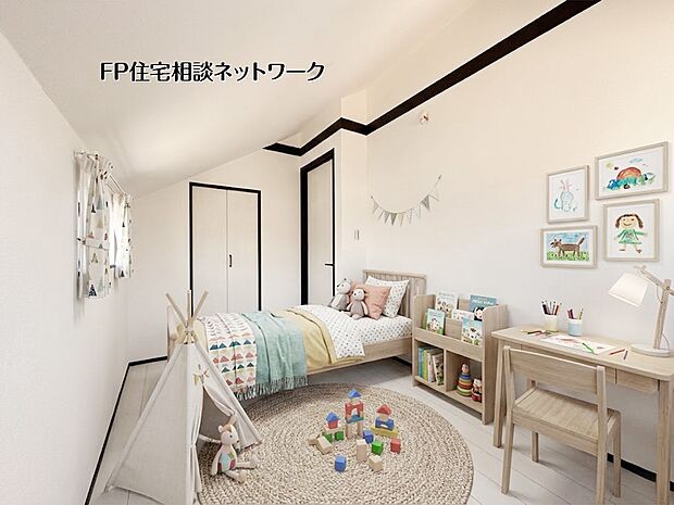 【リビング以外の居室】【洋室│4.3帖】本画像はAIがCGで家具作成しており、実際の現地に家具は設置されておりません。また、販売価格に家具等は含まれておりません。