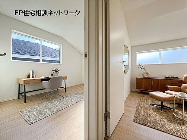 【洋室】【ベットルーム4.5帖と6帖】 本画像はAIがCGで家具を作成しており、実際の現地に家具は設置されておりません。また、販売価格に家具等は含まれておりません。