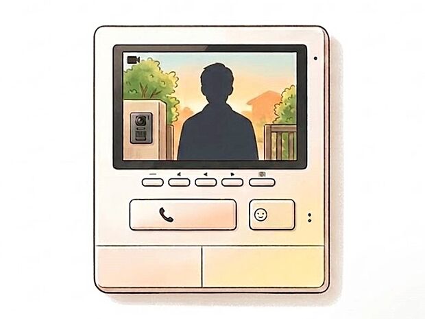 【TVモニタ付インターホン】モニター付インターホンが標準仕様です。不安になりがちな防犯面。目で確認できるからあんしんです。