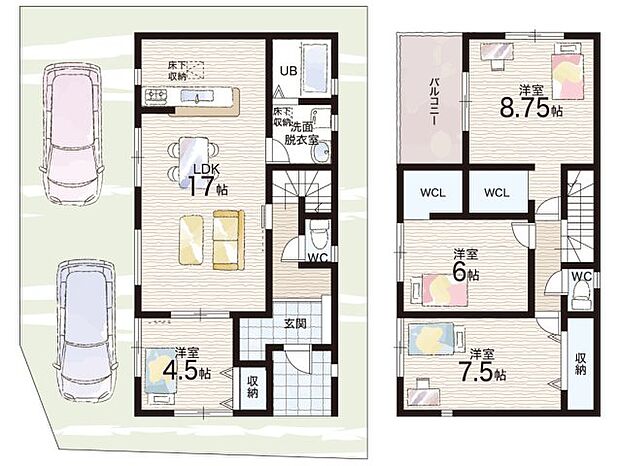 【4LDK】○山直北小学校・・・徒歩10分 ○山直中学校・・・徒歩5分