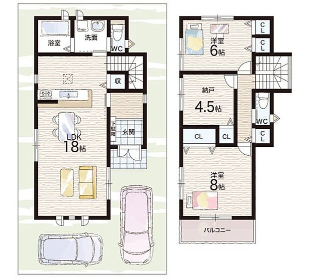 【2LDK+S(納戸)】○安岡寺小学校・・・徒歩10分 ○芝谷中学校・・・徒歩14分