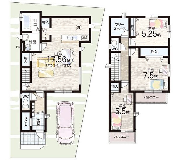 【3LDK+S(納戸)】○よつば小学校・・・徒歩６分 ○大久保中学校・・・徒歩４分