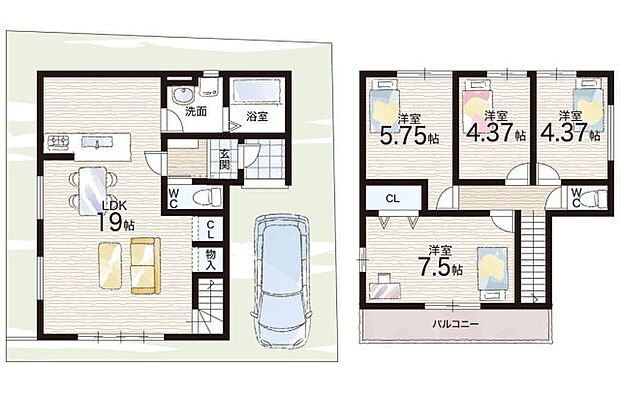 【4LDK】○笠縫小学校・・・徒歩8分 ○松原中学校・・・徒歩6分