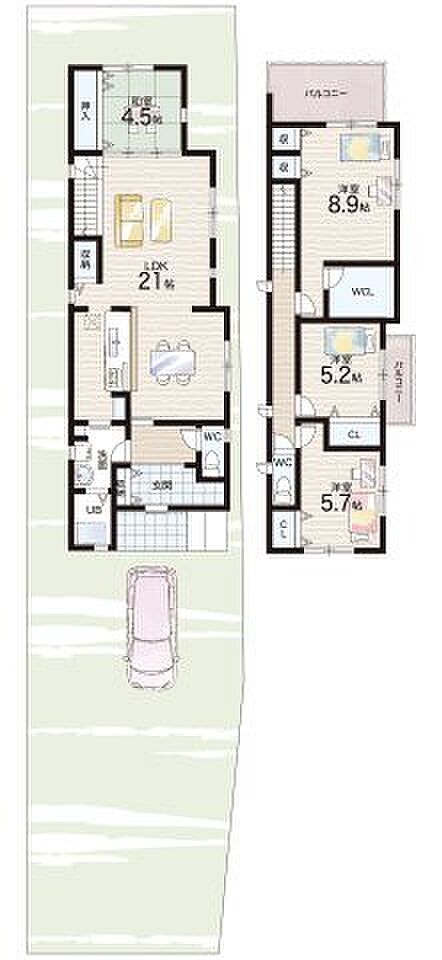 【4LDK+S(納戸)】○平尾小学校・・・徒歩14分 ○美原中学校・・・徒歩25分