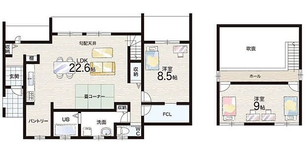【2LDK】○加賀田小学校・・・徒歩8分 ○加賀田中学校・・・徒歩27分
